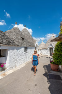 Alberobello, Bari province, Salento, Puglia, Italy, Europe. The typical trulli houses with their cone-shaped roof in the drywall style