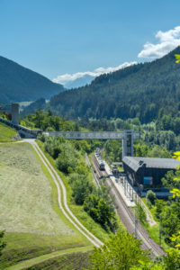 Percha, South Tyrol, Bolzano province, Italy. A flirt train of the Puster Valley Railway in Percha station Percha, South Tyrol, Bolzano province, Italy. A flirt train of the Puster Valley Railway in Percha station