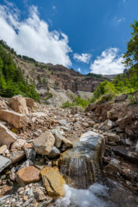 Aldein, Province of Bolzano, South Tyrol, Italy. Geoparc Bletterbach. The Gorz, the end of the Bletterbach Gorge Aldein, Province of Bolzano, South Tyrol, Italy. Geoparc Bletterbach. The Gorz, the end of the Bletterbach Gorge