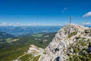 Aldein, Province of Bolzano, South Tyrol, Italy. Geoparc Bletterbach. The summit of the Aldeiner Weißhorn Aldein, Province of Bolzano, South Tyrol, Italy. Geoparc Bletterbach. The summit of the Aldeiner Weißhorn