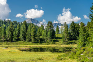 Sand in Taufers, Provinz Bozen, Südtirol, Italien. Der Treiersee im Wandergebiet Speikboden. Im Hintergrund die Zillertaler Alpen mit den Gipfeln Schwarzenstein, Floitenspitze und Grosser Löffler Sand in Taufers, Provinz Bozen, Südtirol, Italien. Der Treiersee im Wandergebiet Speikboden. Im Hintergrund die Zillertaler Alpen mit den Gipfeln Schwarzenstein, Floitenspitze und Grosser Löffler