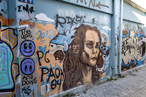 Athens, Greece. Street art in the Psirri district (also Psiri or Psyri)
