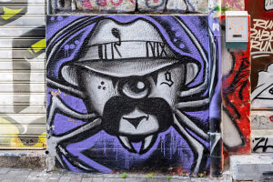 Athens, Greece. Street art in the Psirri district (also Psiri or Psyri)