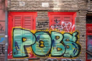 Athens, Greece. Street art in the Psirri district (also Psiri or Psyri)
