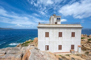 Porto Rafael, Palau, Province of Sassari, Sardinia, Italy, Europe. The lighthouse of Punta Sardegna