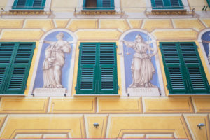 Traditional Ligurian house facade, Camogli, Liguria, Italy, Europe Traditional Ligurian house facade, Camogli, Liguria, Italy, Europe