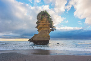 Rock formation shaped like a boot, Punakaiki, Paparoa National Park, South Island, New Zealand