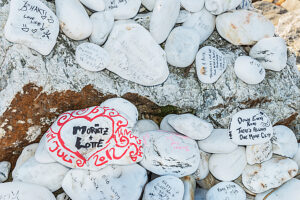 Names wriiten on stones, Paparoa National Park, West Coast, South Island, New Zealand
