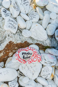 Names wriiten on stones, Paparoa National Park, West Coast, South Island, New Zealand