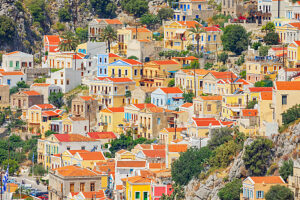 Traditional architecture, Gialos, Symi Island, Dodecanese Islands, Greece