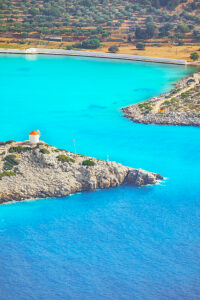 Panormitis bay, high angle view, Panormitis, Symi Island, Dodecanese Islands, Greece