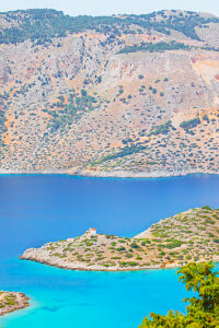 Panormitis bay, high angle view, Panormitis, Symi Island, Dodecanese Islands, Greece