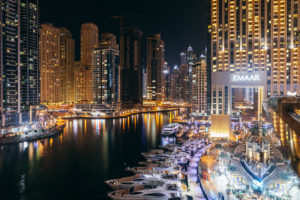 Dubai marina at night