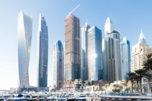 Dubai skyscrapers with Dubai Marina 