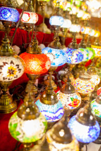 Dubai souk with handcrafted lights 
