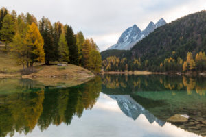 overcast sky over the Palpuognasee at the Albulapass, Grisons, Switzerland, overcast sky over the Palpuognasee at the Albulapass, Grisons, Switzerland,