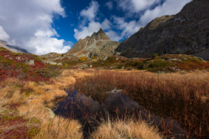 Autumn at 2300 meters above sea level at the Crap Alv Laiets on the Albula Pass, canton of Grisons, Switzerland Autumn at 2300 meters above sea level at the Crap Alv Laiets on the Albula Pass, canton of Grisons, Switzerland