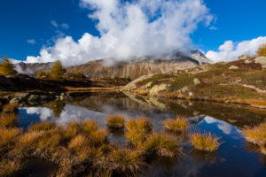 Autumn colours at the Crap Alv Laiets, a bog on the Albula Pass in the Swiss canton of Grisons Autumn colours at the Crap Alv Laiets, a bog on the Albula Pass in the Swiss canton of Grisons