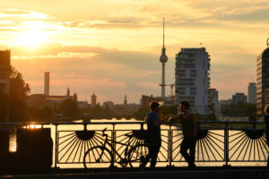 Germany, Berlin, Kreuzberg district, Oberbaumbrücke (Oberbaum Bridge) over Spree River that links Kreuzberg and Friedrichshain districts Germany, Berlin, Kreuzberg district, Oberbaumbrücke (Oberbaum Bridge) over Spree River that links Kreuzberg and Friedrichshain districts