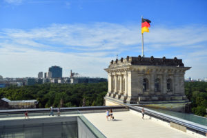 Germany, Berlin, Tiergarten district, the Reichstag or German Bundestag (German Parlement since 1999), a building conceived by Paul Wallot, inaugurated in 1894, with a glass dome added in 1999 by architect Sir Norman Foster Germany, Berlin, Tiergarten district, the Reichstag or German Bundestag (German Parlement since 1999), a building conceived by Paul Wallot, inaugurated in 1894, with a glass dome added in 1999 by architect Sir Norman Foster