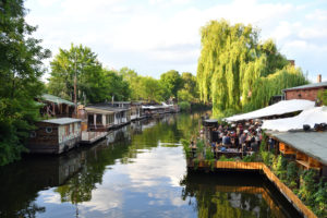 Germany, Berlin, district of Kreuzberg, coffee night club: Club der Visionäre along the Landwehrkanal at Flutgraben Germany, Berlin, district of Kreuzberg, coffee night club: Club der Visionäre along the Landwehrkanal at Flutgraben
