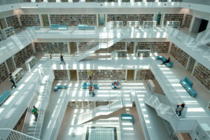 Germany, Baden-Wurttemburg, Stuttgart, Mailander Platz, new Stuttgart city library Germany, Baden-Wurttemburg, Stuttgart, Mailander Platz, new Stuttgart city library