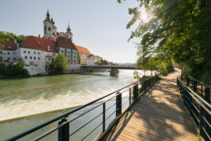 St. Michael's Church, river Steyr, Steyr, Upper Austria, Austria St. Michael's Church, river Steyr, Steyr, Upper Austria, Austria