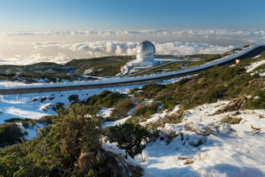 Observatorio del Roque de los Muchachos, Bergstraße, Insel La Palma, Kanarische Inseln, Spanien Observatorio del Roque de los Muchachos, Bergstraße, Insel La Palma, Kanarische Inseln, Spanien