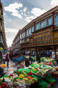 Lhasa, the old town with the Tromsikhang market Lhasa, the old town with the Tromsikhang market