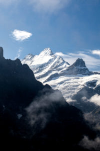 View of Mount Schreckhorn from First Grindelwald Bernese Oberland Canton of Bern Switzerland Europe View of Mount Schreckhorn from First Grindelwald Bernese Oberland Canton of Bern Switzerland Europe