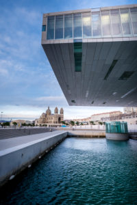 Marseille, France, Contemporary Architecture of the Villa Mediterranée Conference Center Designed by Stefano Boeri (2013) at Dusk Marseille, France, Marseille, France, Contemporary Architecture of the Villa Mediterranée Conference Center Designed by Stefano Boeri (2013) at Dusk Marseille, France,