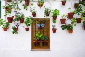 White architecture and traditional Andalusian decoration in the Villa neighborhood in the center of Priego de Cordoba in Andalucia in southern Spain White architecture and traditional Andalusian decoration in the Villa neighborhood in the center of Priego de Cordoba in Andalucia in southern Spain