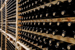 Hundreds of bottles of wine in a winery of the denomination of origin Ribera del Duero in Valladolid Spain Europe Hundreds of bottles of wine in a winery of the denomination of origin Ribera del Duero in Valladolid Spain Europe