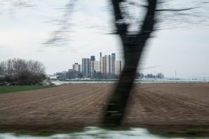 Hochhaus, Baum, Winter, Feld Hochhaus, Baum, Winter, Feld