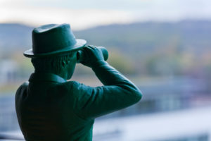 Figur, Fernglas, Mann, beobachten, Figur, Fernglas, Mann, beobachten,