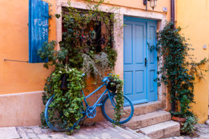 Europa, Kroatien, Istrien, Rovinj, Altstadt, Fahrrad, Haustüre, Europa, Kroatien, Istrien, Rovinj, Altstadt, Fahrrad, Haustüre,