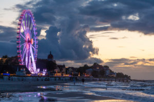 Europa, Deutschland, Mecklenburg-Vorpommern, Kühlungsborn, Ostsee, Riesenrad, Strand, Abend, Dämmerung Europa, Deutschland, Mecklenburg-Vorpommern, Kühlungsborn, Ostsee, Riesenrad, Strand, Abend, Dämmerung