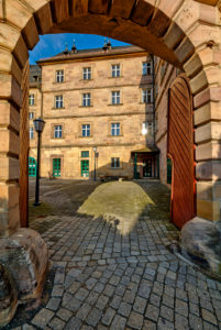 Langheimer Amtshof, Eingang, Hausfassade, Kulmbach, Oberfranken, Bayern, Deutschland, Europa, Langheimer Amtshof, Eingang, Hausfassade, Kulmbach, Oberfranken, Bayern, Deutschland, Europa,