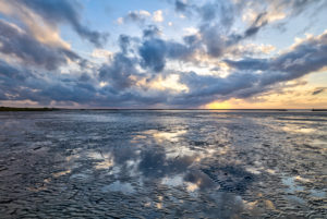 Wadden Sea, evening, dusk, blue hour, north dike, north, North Sea, Ostfriesland, Lower Saxony, Germany, Wadden Sea, evening, dusk, blue hour, north dike, north, North Sea, Ostfriesland, Lower Saxony, Germany,