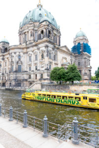 Excursion boat on the Spree at the Bodemuseum, Museum Island, UNESCO World Heritage Site, Mitte, Berlin, Germany Excursion boat on the Spree at the Bodemuseum, Museum Island, UNESCO World Heritage Site, Mitte, Berlin, Germany