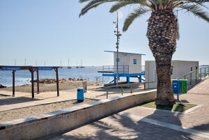 Playa de Colon, beach, Socorista, lifeguard, supervision. Santiago de Ribera, Mar Menor, autonomous region of Murcia, Spain,