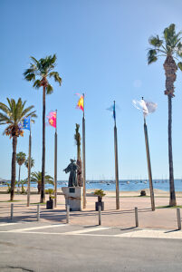 Santiago the Apostola, Statue, Playa de Colon, Paseo Maritimo, Santiago de Ribera, Mar Menor, autonomous region of Murcia, Spain,