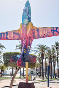 Airplane monument, statue, Paseo Maritimo, Santiago de Ribera, Mar Menor, autonomous region of Murcia, Spain,