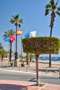 Santiago the Apostola, Statue, Playa de Colon, Paseo Maritimo, Santiago de Ribera, Mar Menor, autonomous region of Murcia, Spain,