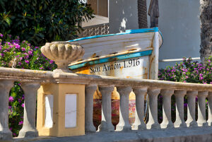 San Anton, 1916, boat hull, balustrade,, still life, Santiago de Ribera, Mar Menor, autonomous region of Murcia, Spain,