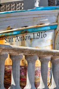 San Anton, 1916, boat hull, old weathered, still life, Santiago de Ribera, Mar Menor, autonomous region of Murcia, Spain,