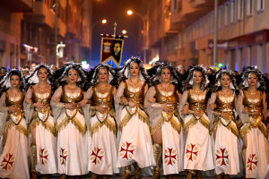 Entrada Cristiana, Moros y Cristianos, Relocation, Desfile, Comparsas, Orihuela, Valencian Community, Province of Alicante, Spain,