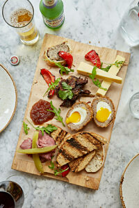 Sharing meze board and beer