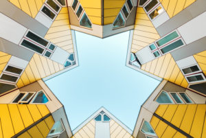 cubus houses Rotterdam, view upwards cubus houses Rotterdam, view upwards