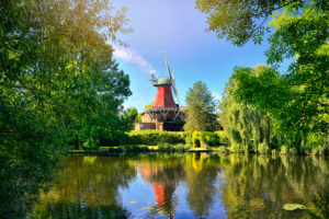 Reitbrooker mill in Reitbrook, Vier- und Marschlande, Hamburg, Germany, Europe Reitbrooker mill in Reitbrook, Vier- und Marschlande, Hamburg, Germany, Europe